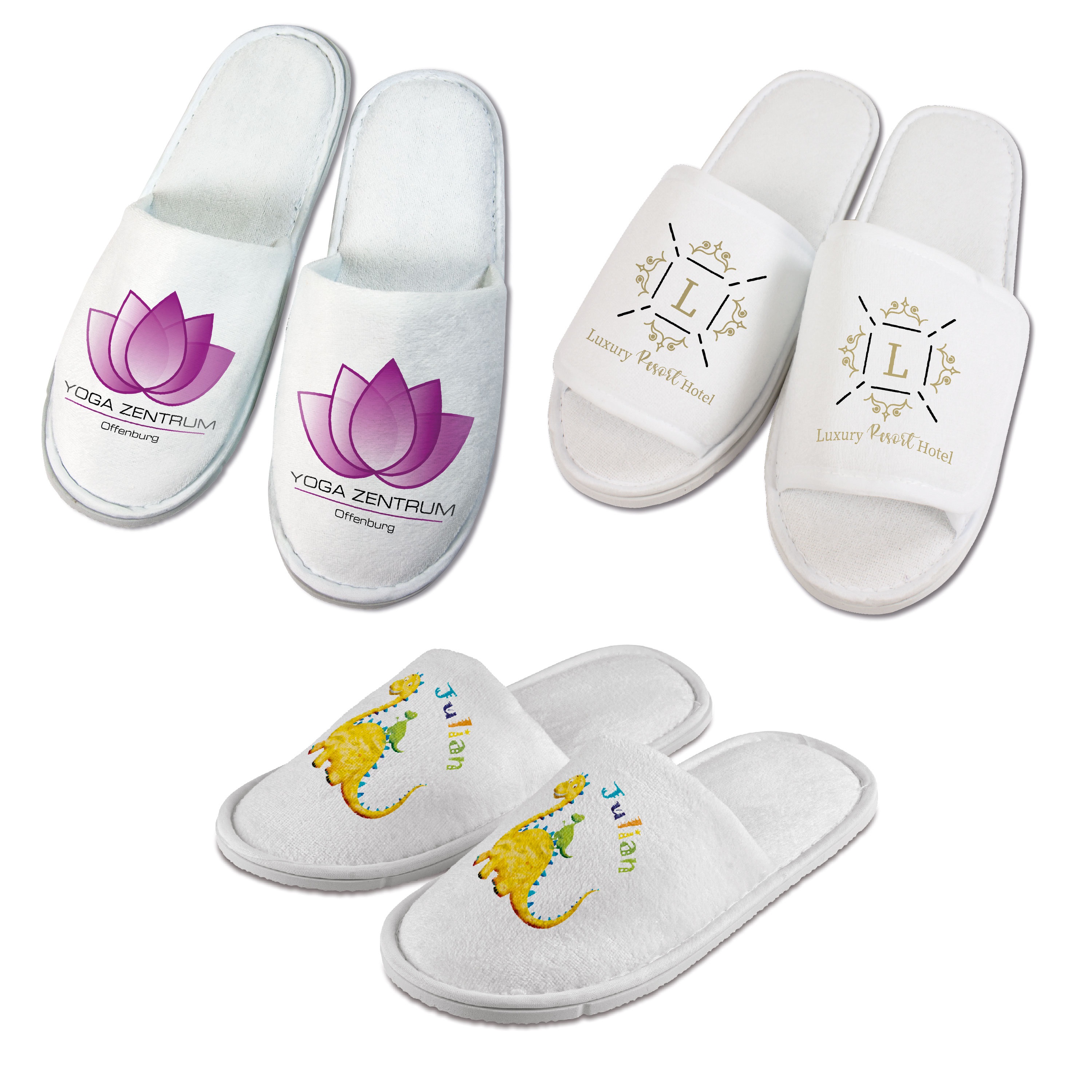 Frottee-Slipper weiß mit Kunststoffsohle