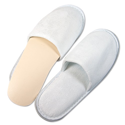 Frottee-Slipper weiß mit Kunststoffsohle Frottee-Slipper weiß mit Kunststoffsohle