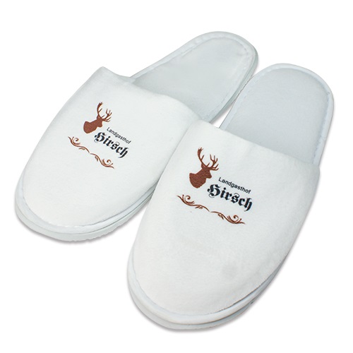 Frottee-Slipper weiß mit Kunststoffsohle Frottee-Slipper weiß mit Kunststoffsohle